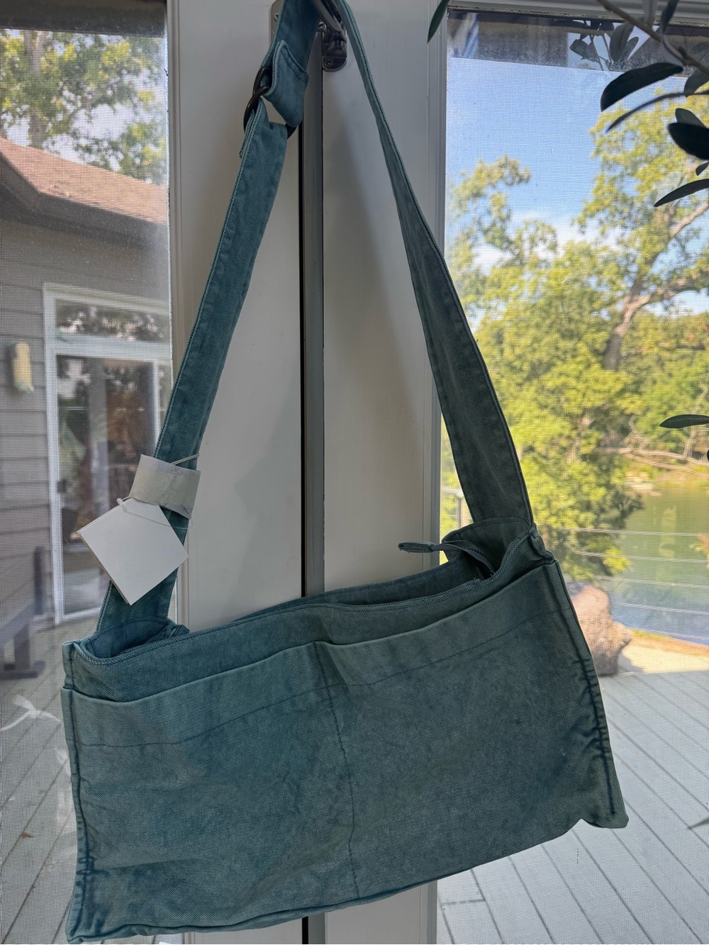 Casual Washed Teal Crossbody Shoulder Bag, free people, new with tags